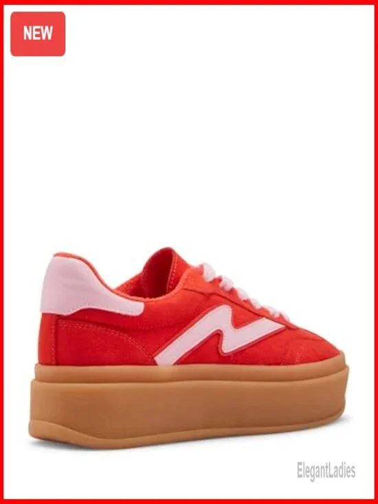 Women's Platform Sneakers with 2.5 Inch Heel, Fabric Upper, Lace-Up Closure - Picture 7 of 7